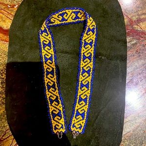 Native American beaded necklace in Ukraine colors.